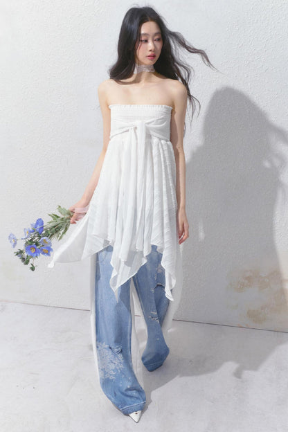 Blue Island White Denim Patch Sweatpants