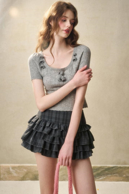 Lace Waist Check Shirt Set-Up