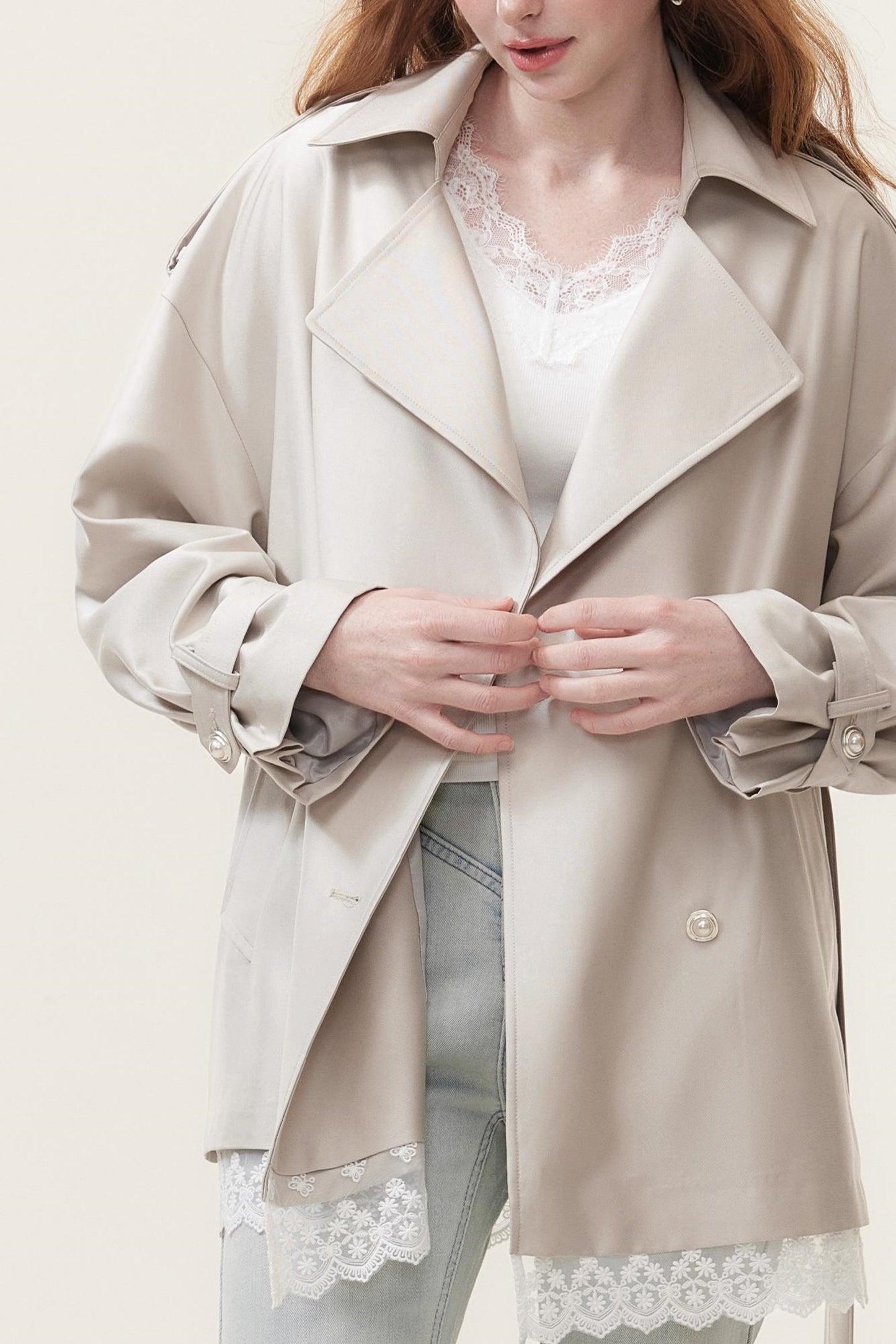 Spring Lace Trench Coat