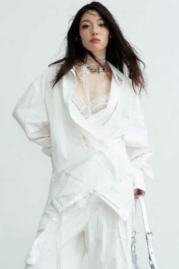 Vintage Lace Skeleton Sleeve Shirt