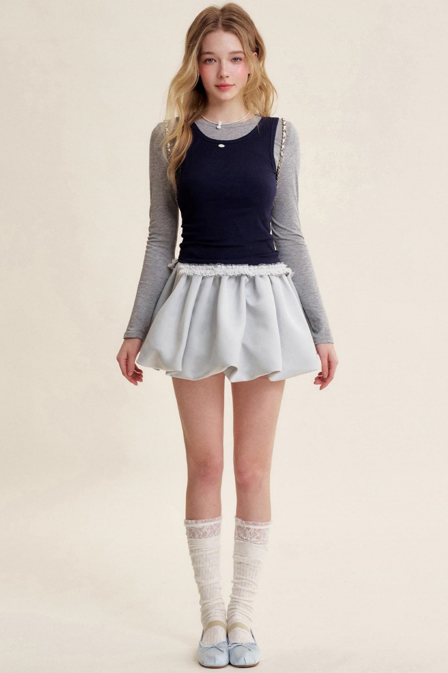 Colorblocked Cotton Tank & Long Sleeve T-Shirt Set