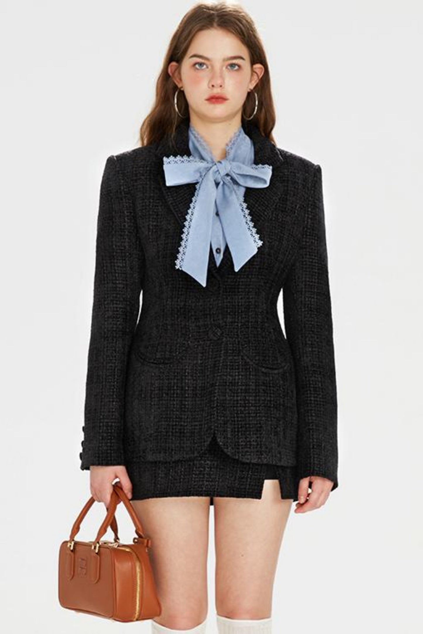 Pocket Accent Tweed Skirt Set-Up