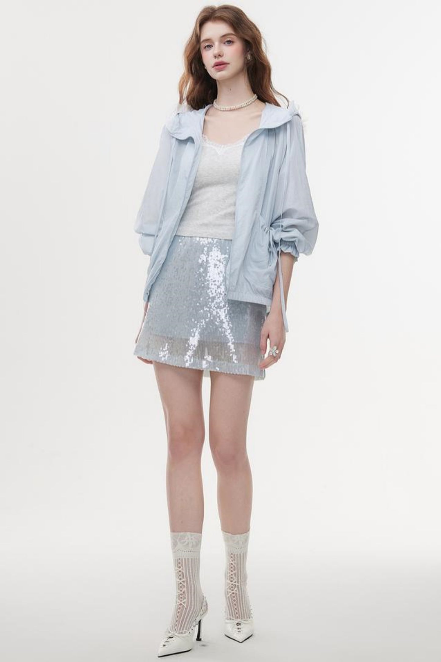 High-Waist Sequin A-Line Skirt