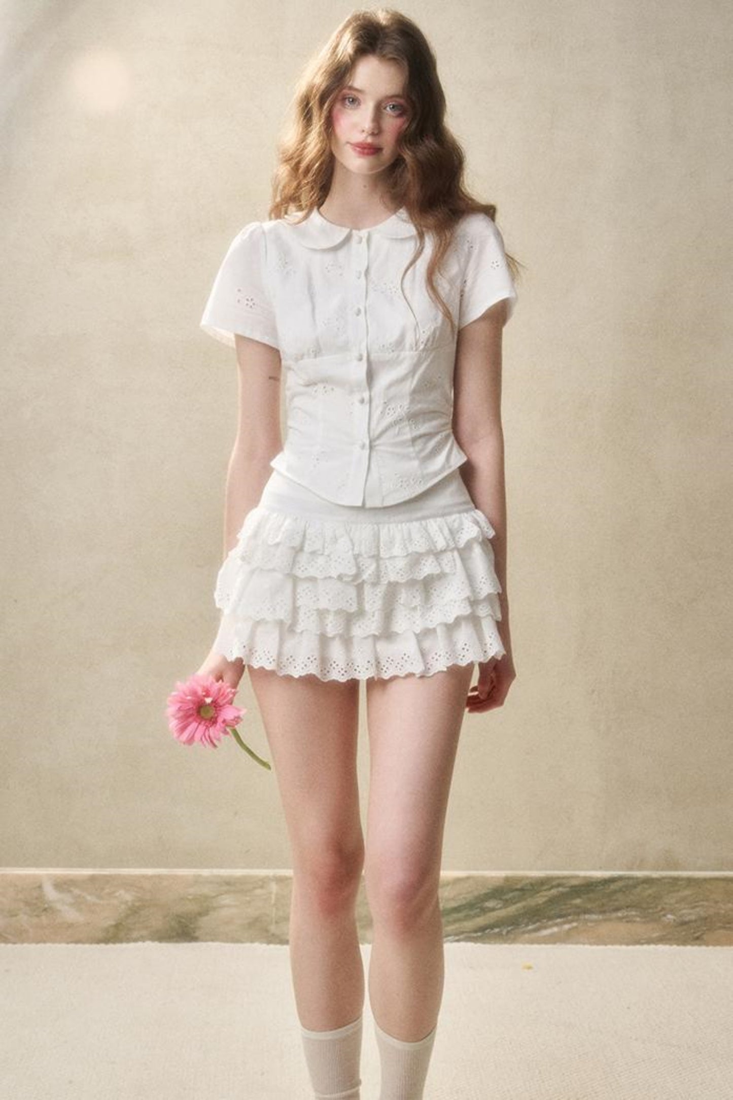 White Mint Cotton Lace Set-Up