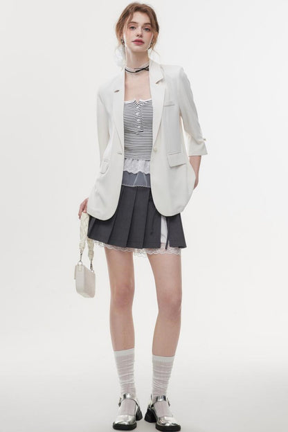 Lace-Trimmed Knit Peplum Top