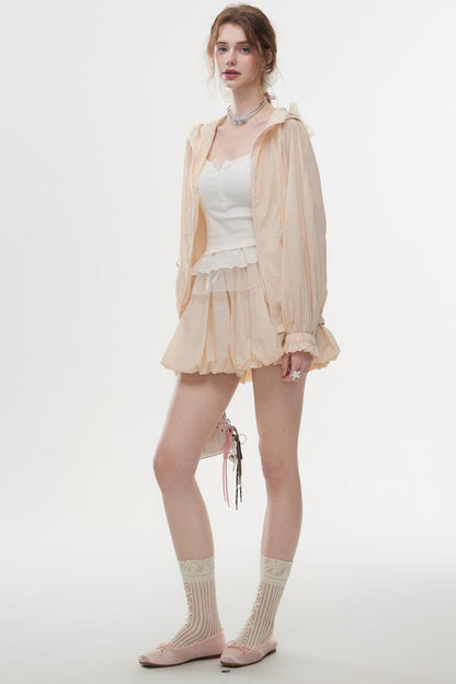 Lace-Trimmed Knit Peplum Top