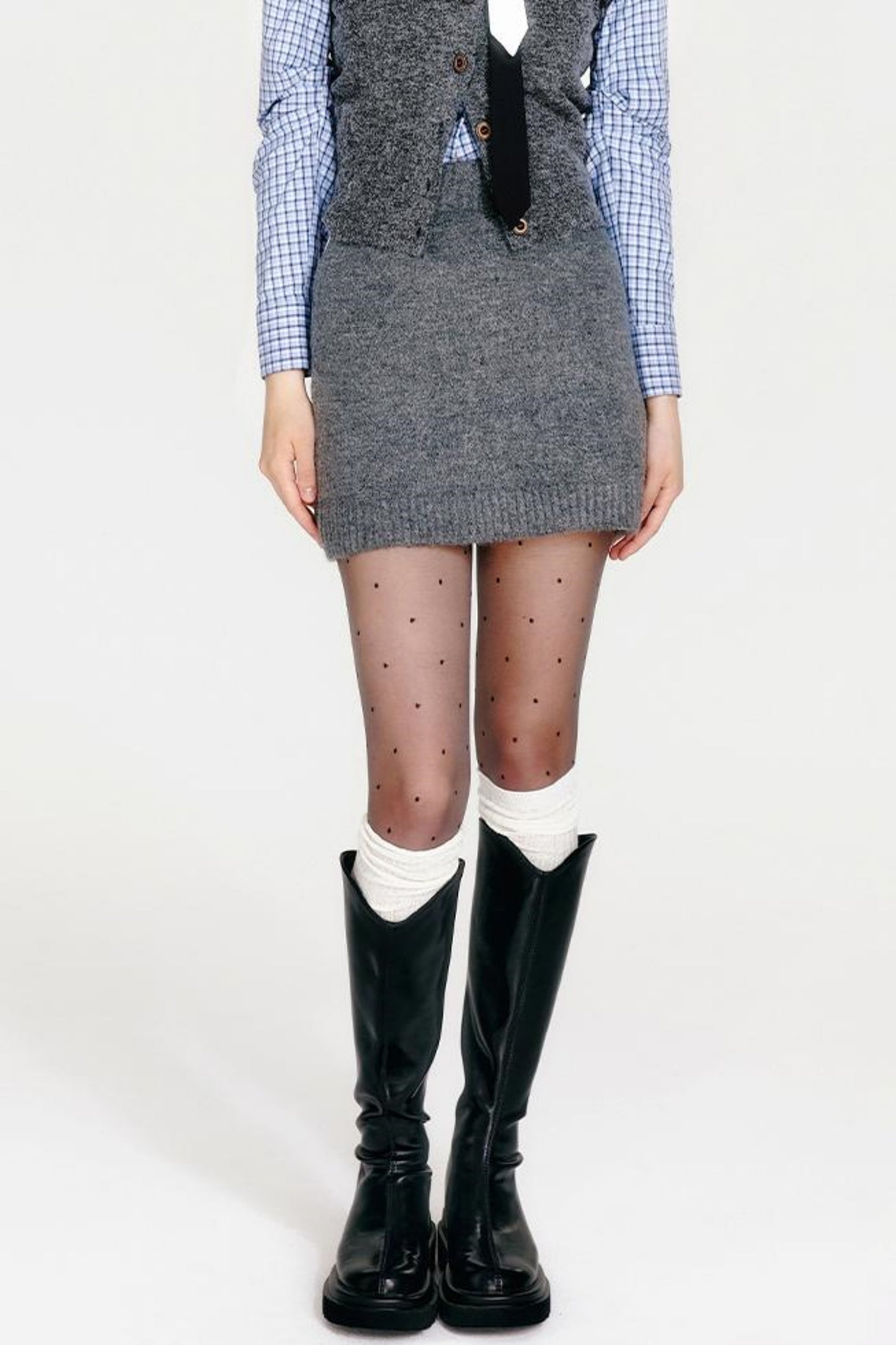 Chic Knit Vest & Skirt Set-Up