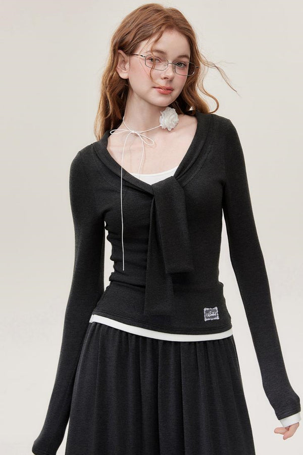 Dark Gray V-Neck Knit Set-Up