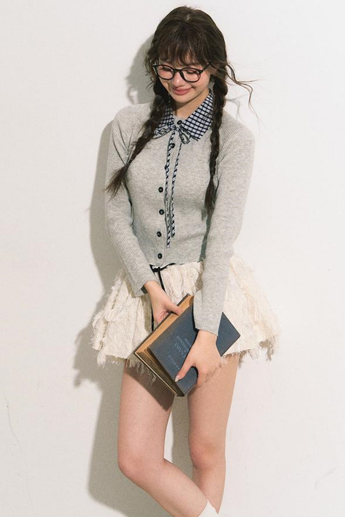 Slim Gray Knit Cardigan