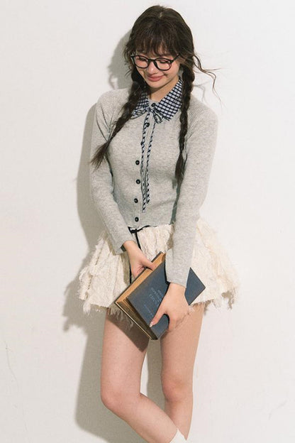 Slim Gray Knit Cardigan