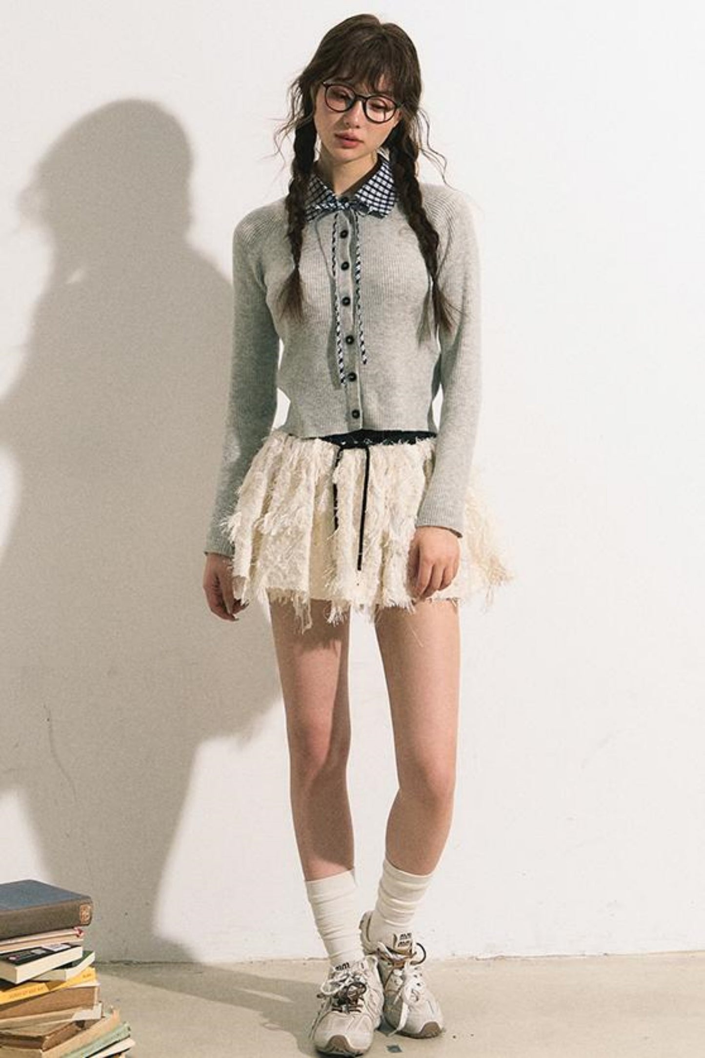 Slim Gray Knit Cardigan