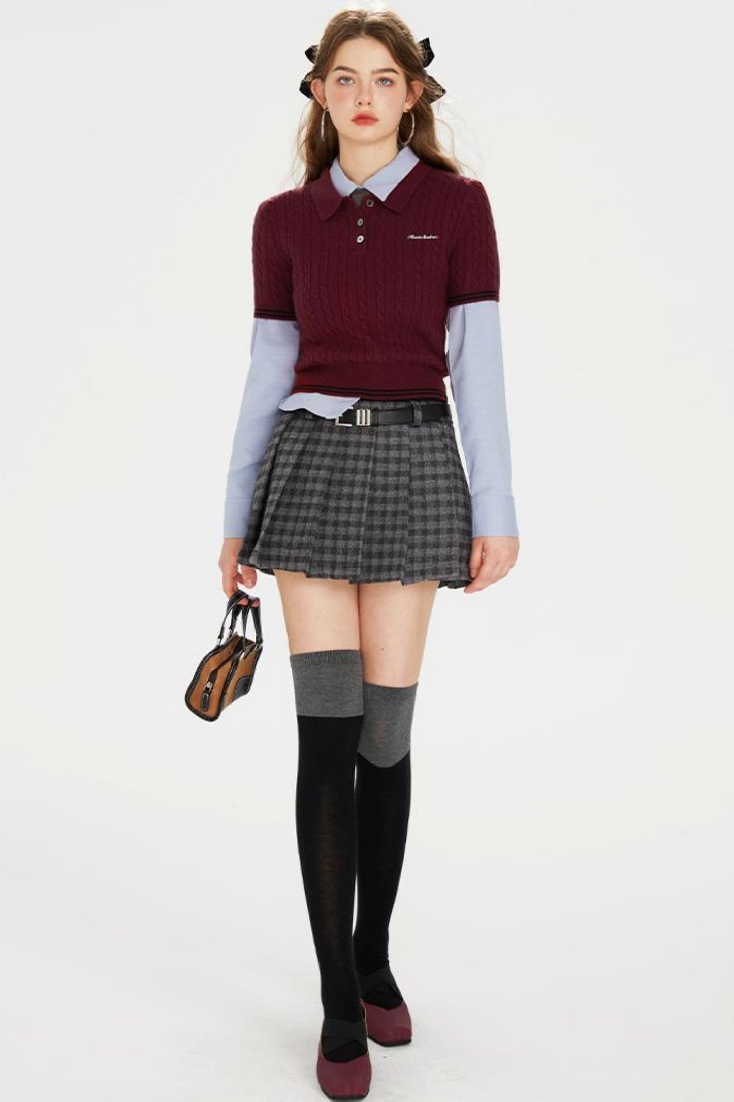 Dark Red Knit Polo T-Shirt