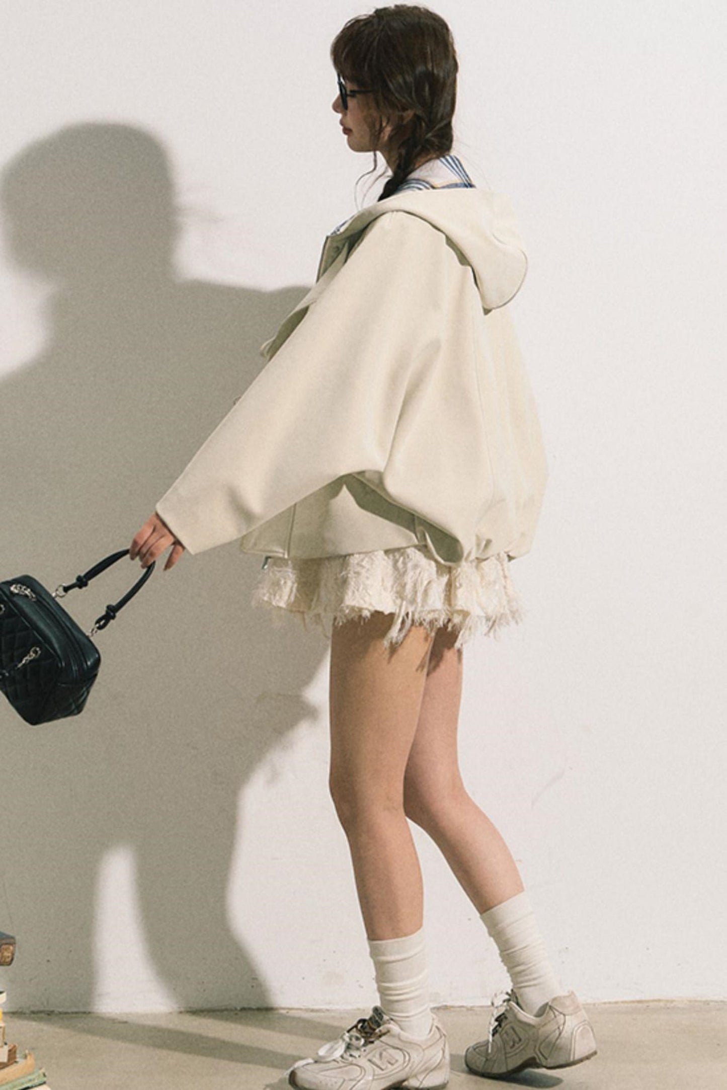 Navy Hooded Trench Coat