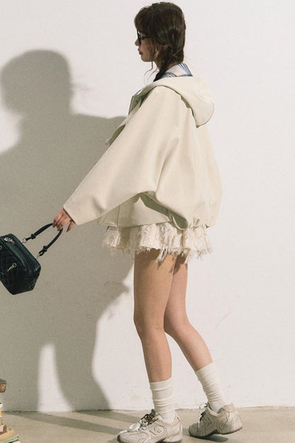 Navy Hooded Trench Coat