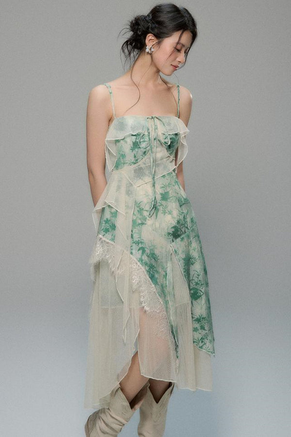 Floral V-Neck Halter Dress