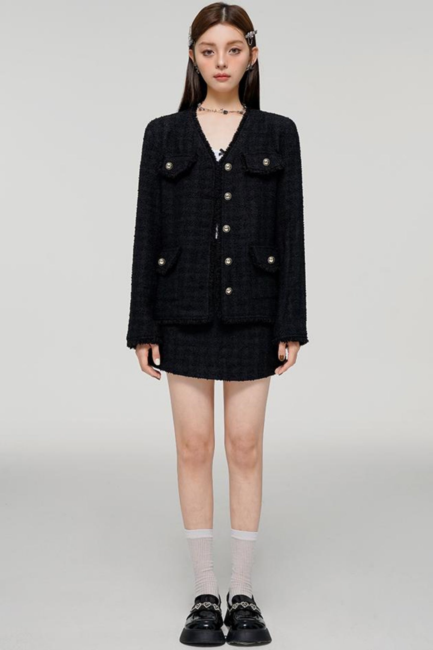 Black Edge Jacket & Chili Skirt Set-Up