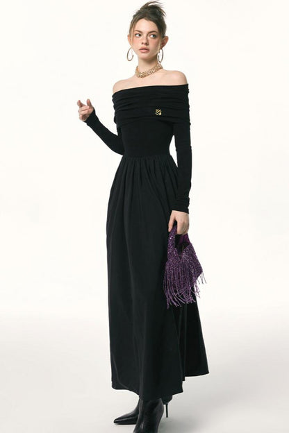 Black Embroidered Gown Dress