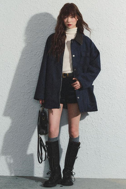 Navy Plaid Reversible Jacket