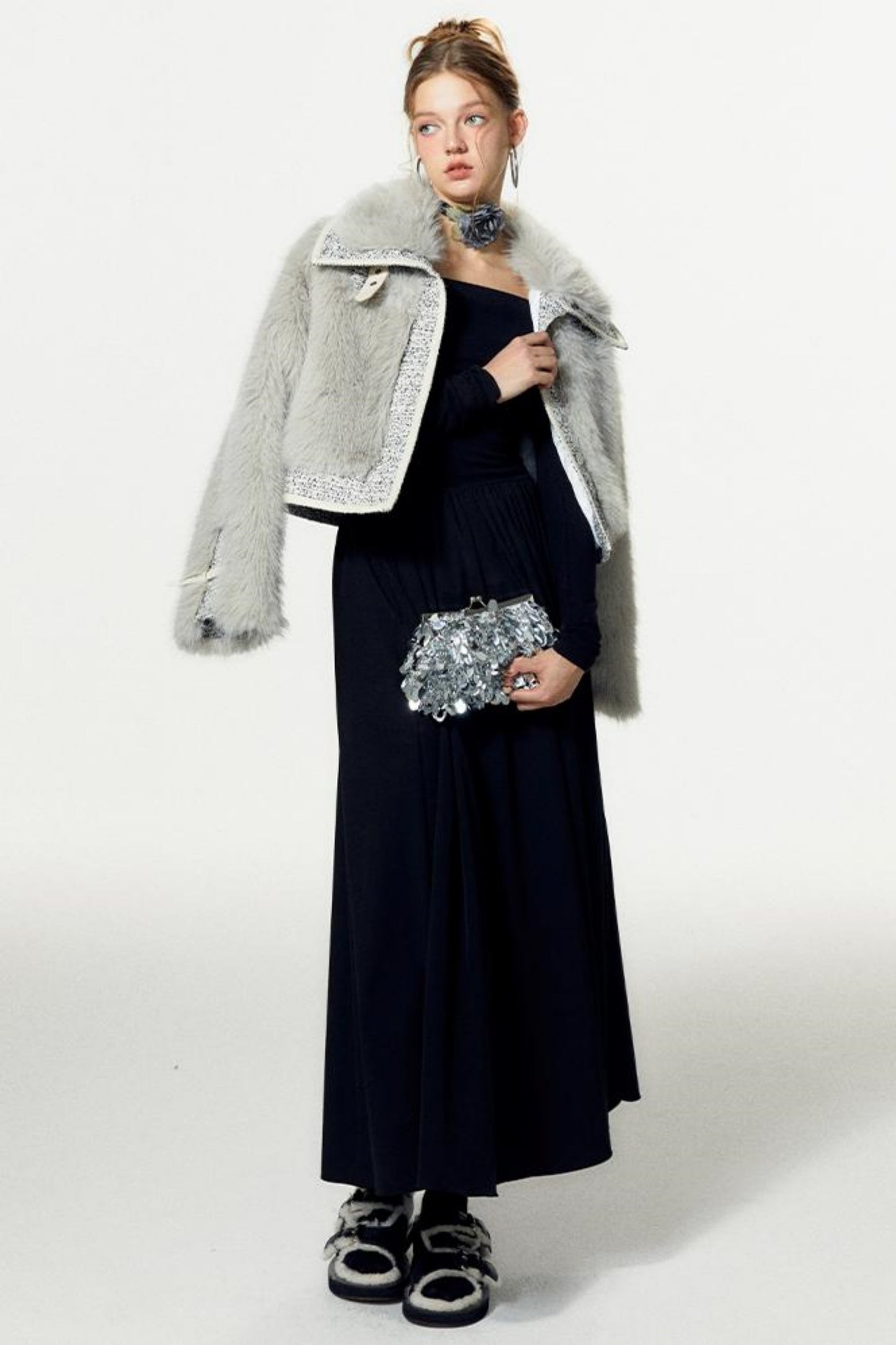 Black Embroidered Gown Dress