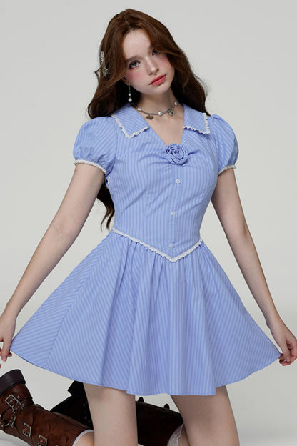 Rose Bubble Sleeve Dress