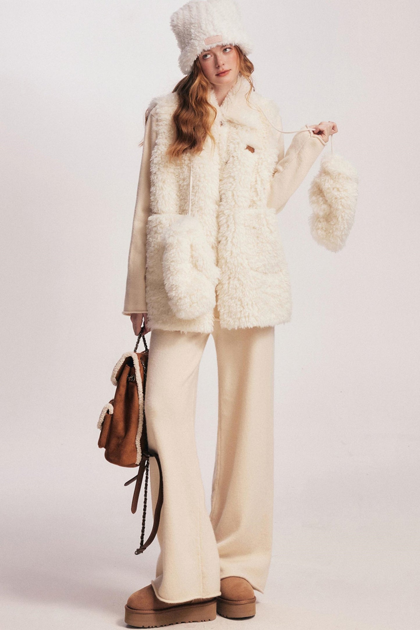 Rolled Sweater & Wide-Leg Pants Set-Up