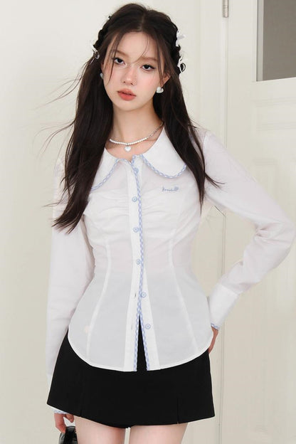 Doll Collar Waist Shirt