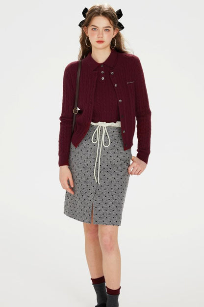 Dark Red Knit Polo T-Shirt