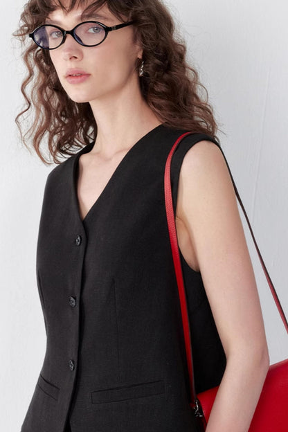 Elegance V-Collar Black Vest Set-Up