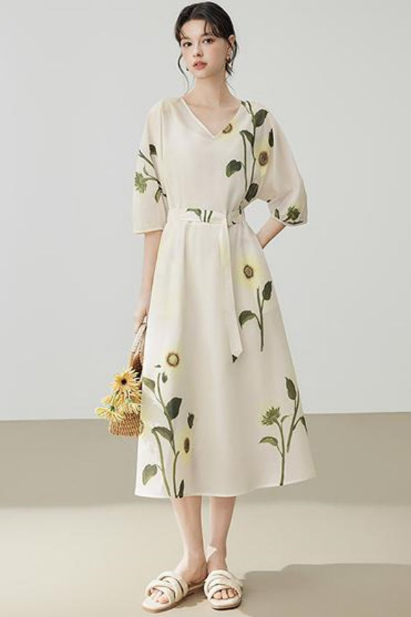 Flowy Floral Print Summer Dress