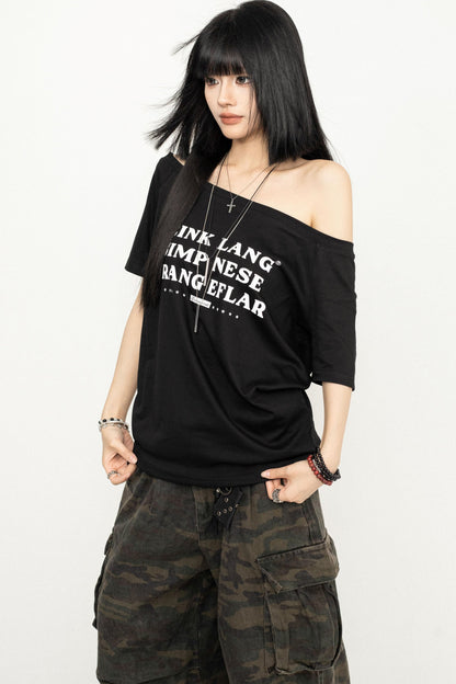 Casual Black Off-Shoulder Tee