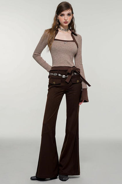 Retro Brown Flare Pants
