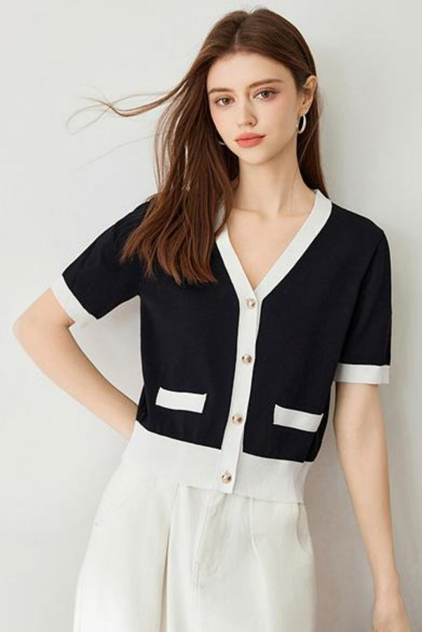 Color Block Knit Cardigan
