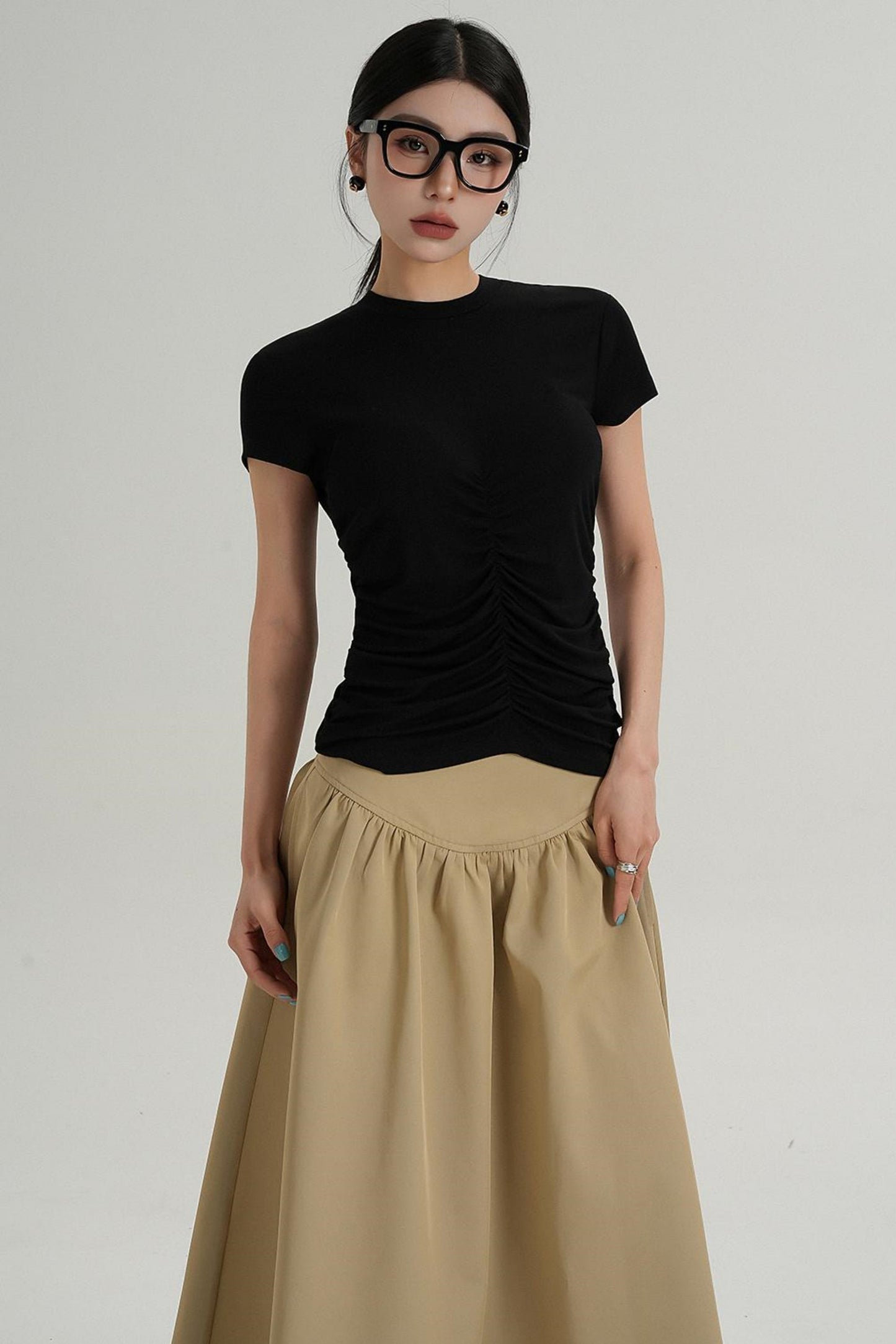 Slim Fit Wrinkle Design T-Shirt