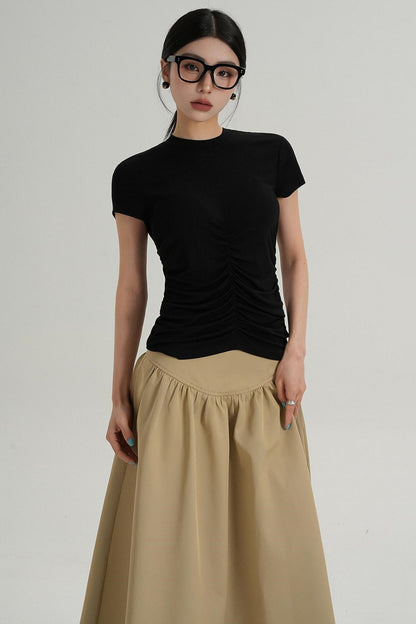 Slim Fit Wrinkle Design T-Shirt