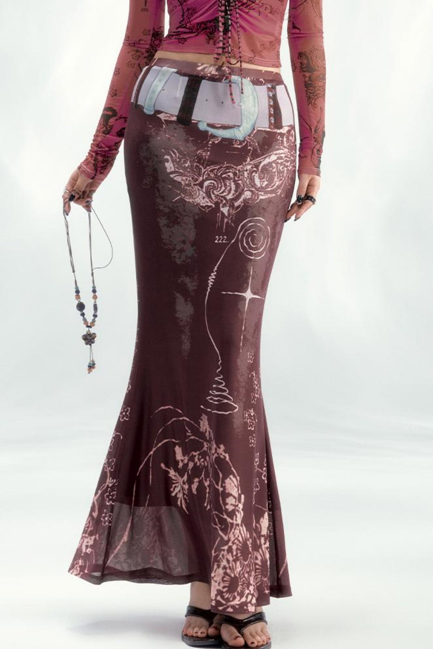 Star Mesh Cardigan With Long Skirt Set-Up