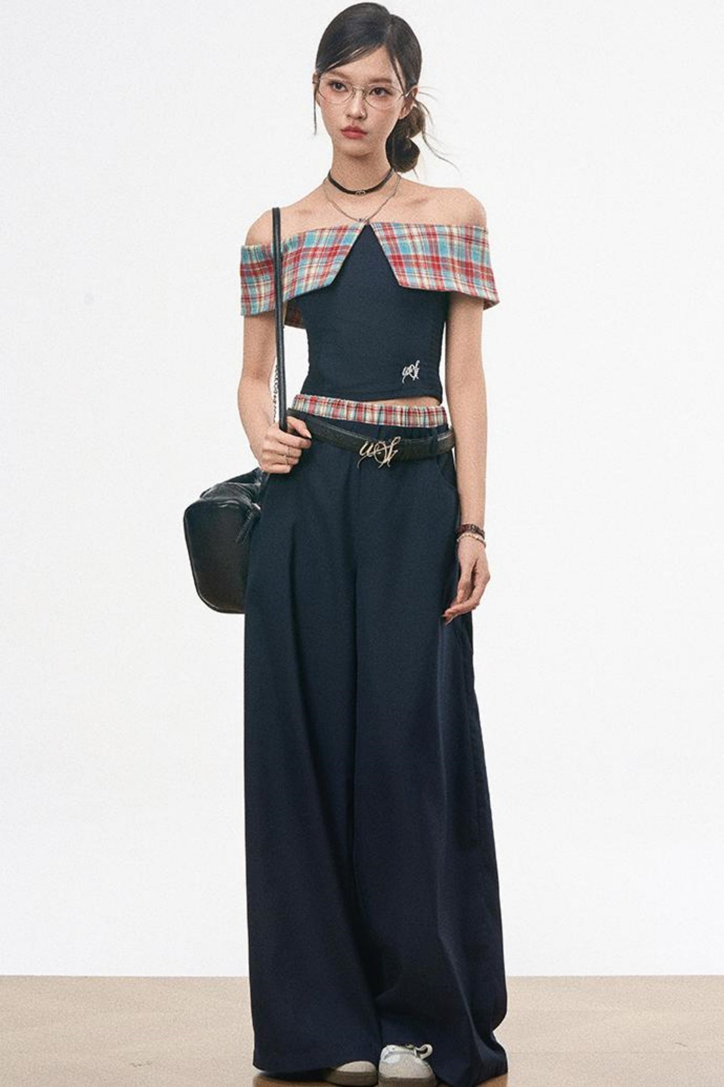 One-Shoulder Top & Wide-Leg Pants Set-Up