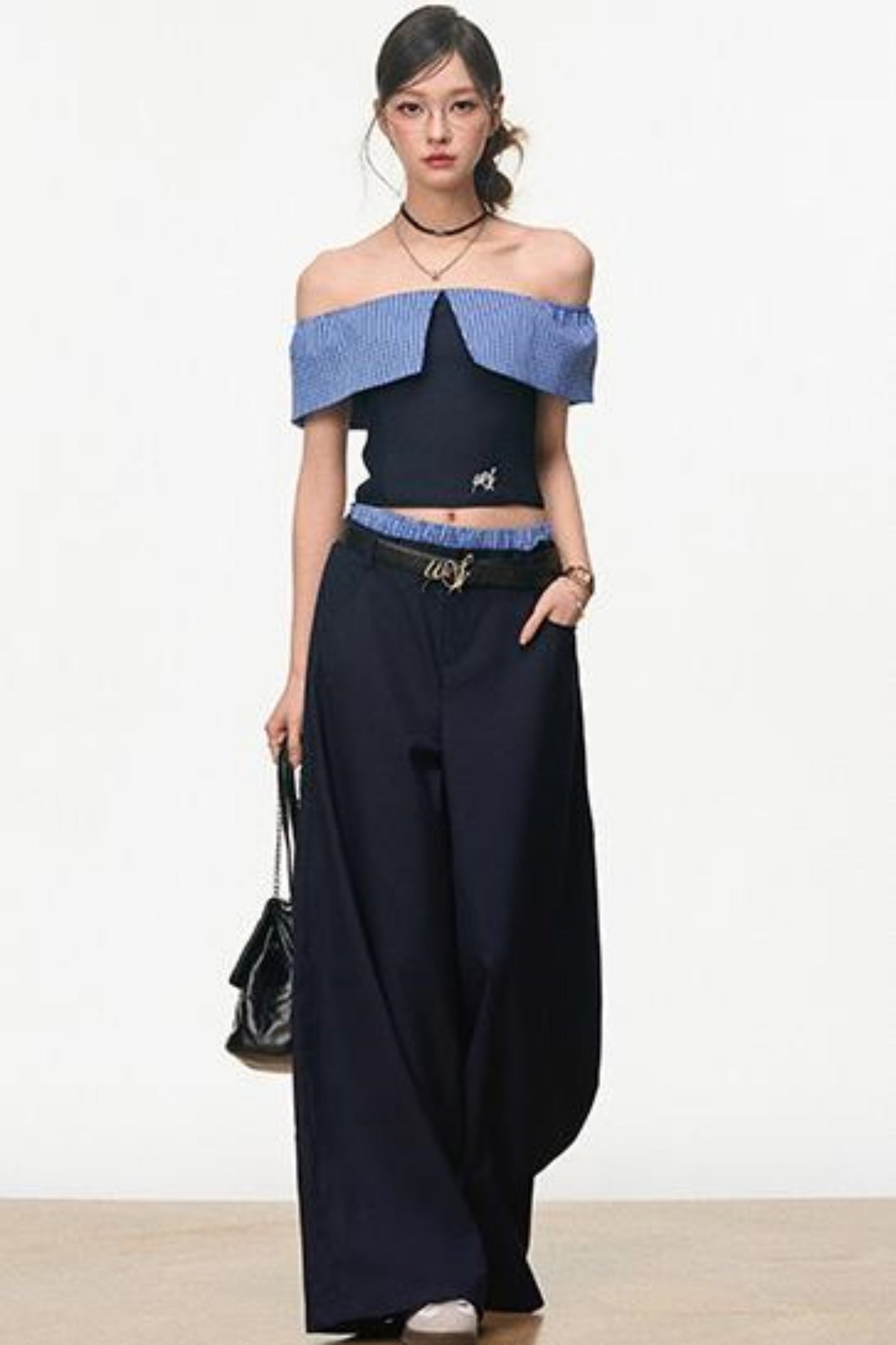 One-Shoulder Top & Wide-Leg Pants Set-Up