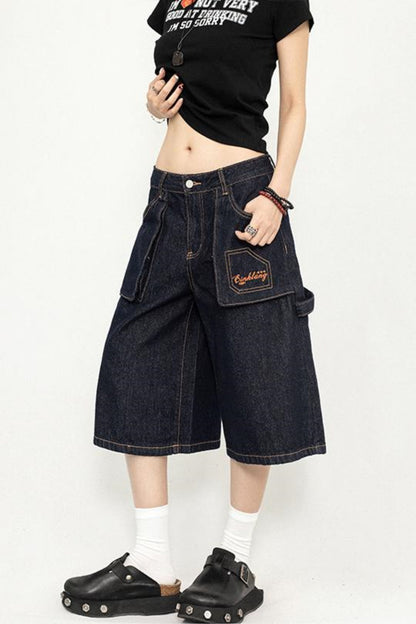 Wide-Leg Denim Trousers