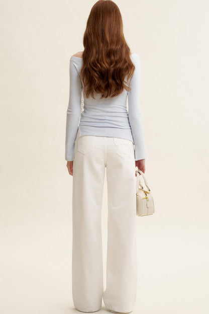 Velvet Stripe Bow Long Sleeve T-Shirt