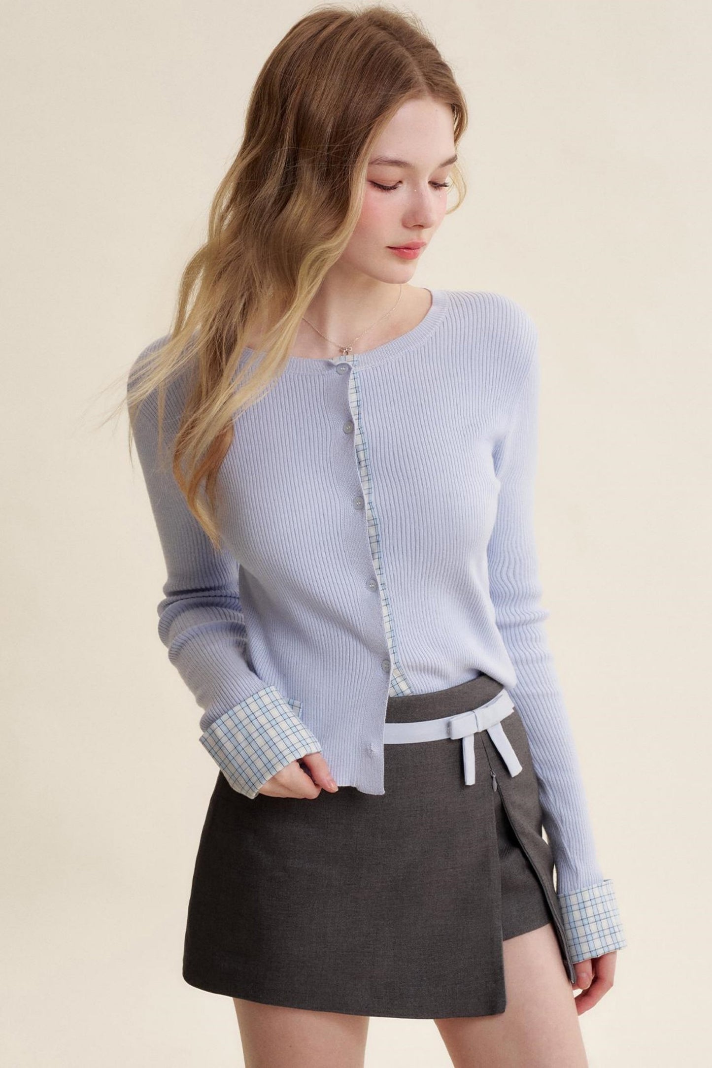 Chic Wool Blend Bow-Accent Mini Skirt