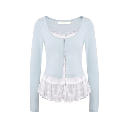 Balletcore Color Block Cardigan