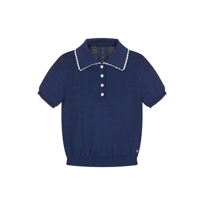 Ocean Notes Color-Block Polo Top