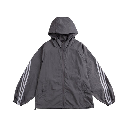 UV Shield Striped Hoodie Jacket