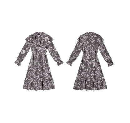 Lace-Up Shawl Collar Dress