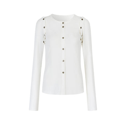 Detachable Round Neck Knitted Cardigan