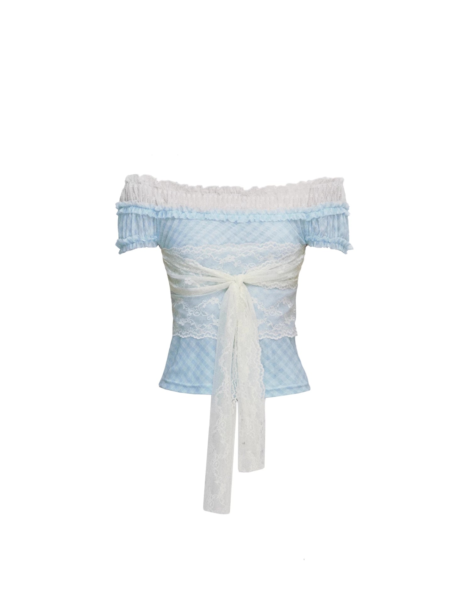 Strap Detail Off-Shoulder Lace Blouse