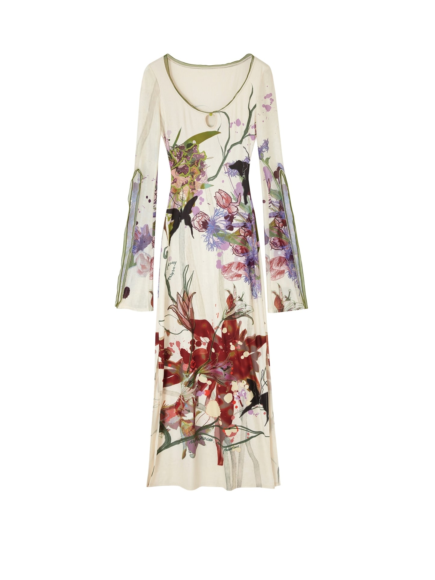 Floral Elegance Side-Slit Dress