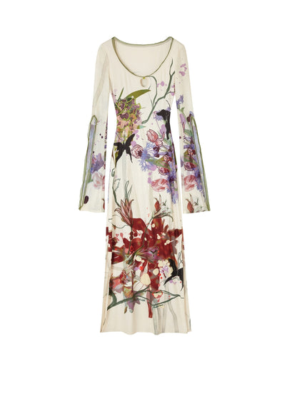 Floral Elegance Side-Slit Dress