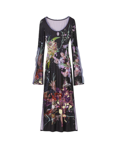 Floral Elegance Side-Slit Dress