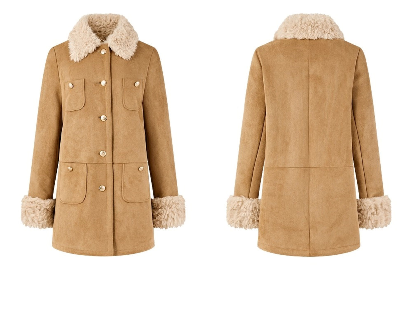 Fur Integrated Suede Winter Jacket